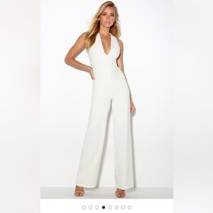 Lulu’s Thinking out loud white backless jumpsuit